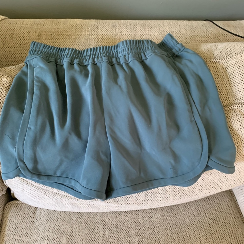 JCrew Soft silky dusty blue track style shorts with pockets